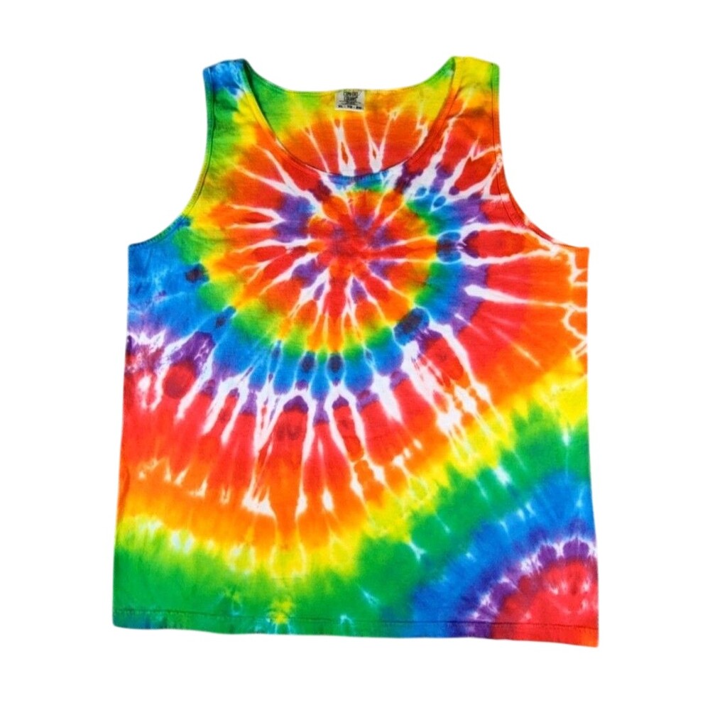 Comfort Colors Shirt Mens XL Multicolor Tie Dye Tank Top Sleeveless Rainbow